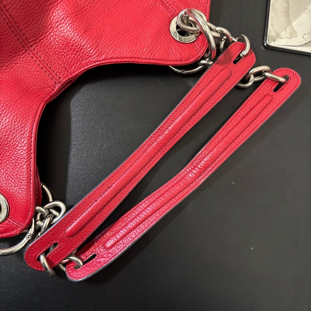 Grace Adele Red Pebbled Leather Hobo Shoulder Bag - Picture 12 of 13